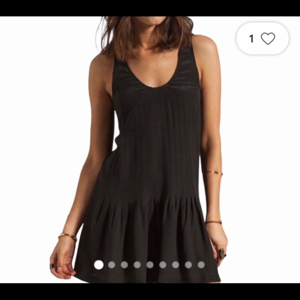 Joie Silk pleated tank black dress